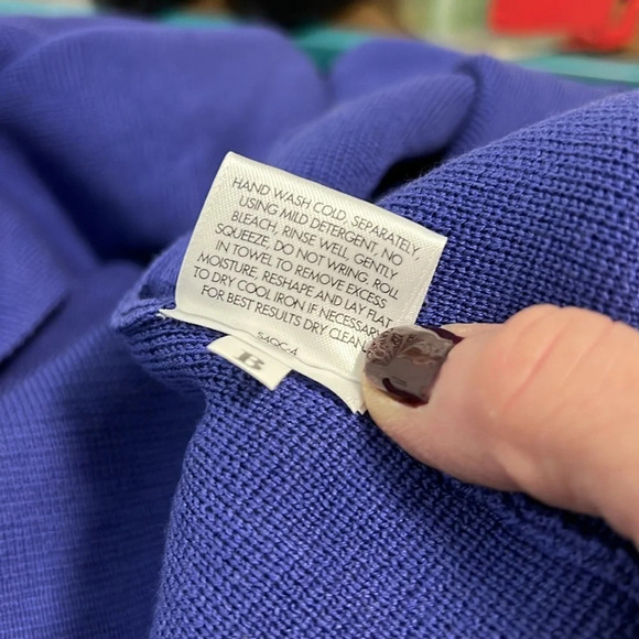 Eileen Fisher Petite Blue/Purple Cotton/Silk Blend Knit Cardigan Size PP (XS/P) - Picture 2 of 6